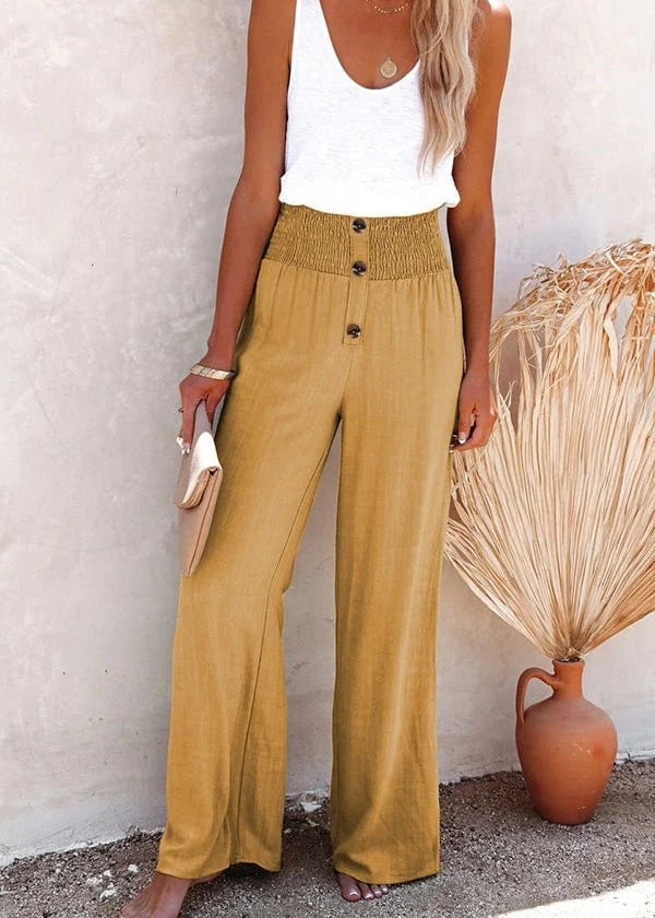 Riana - Pantalon Taille Haute Détendu